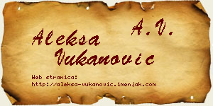 Aleksa Vukanović vizit kartica